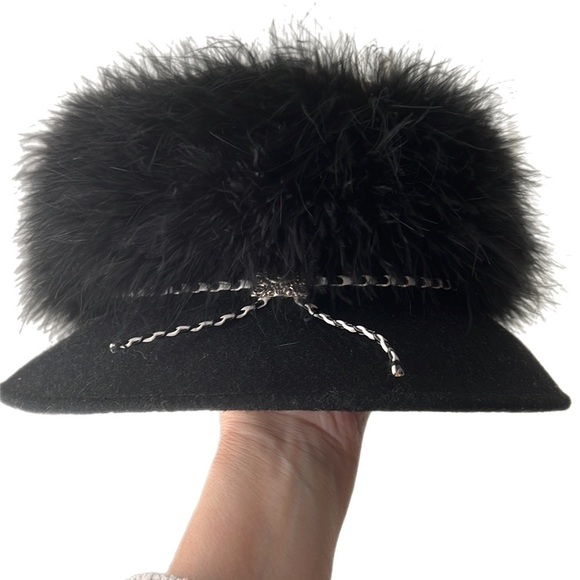 Made in Italy 100% Wool Bucket Hat W Fur Accent Mob Wives Camel/ BLK - Picture 3 of 9